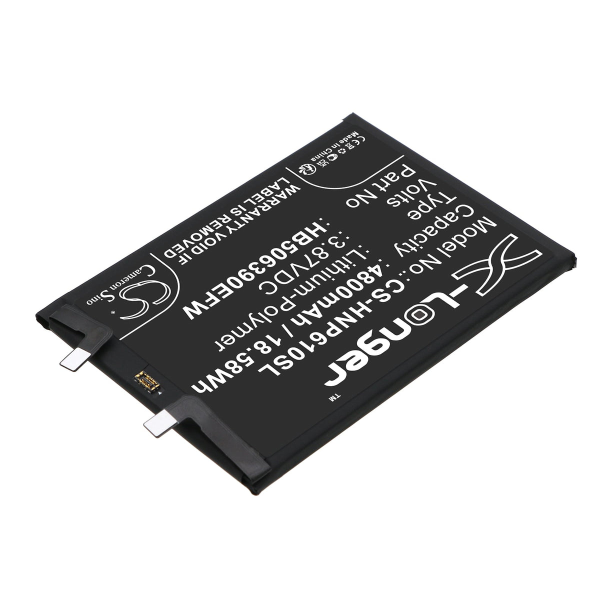 3,87V, Li-Polymère, 4800mAh, batterie pour smartphone compatible avec Honor, Hb506390efw, 60 Pro 5g, Tna-an00, 18,58Wh Mobile, Smartphone Cameron Sino Technology Limited (Smartphone)