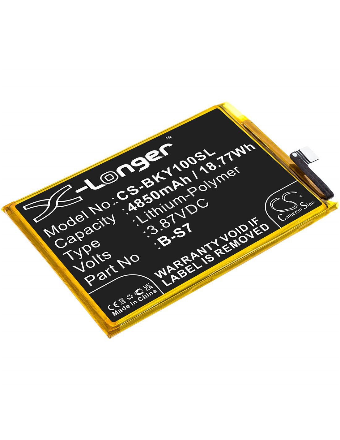 3.87V, Li-Polymer, 4850mAh, SmartPhone battery fits Vivo, B-s7, Y01, 18.77Wh Mobile, SmartPhone Cameron Sino Technology Limited (Smartphone)