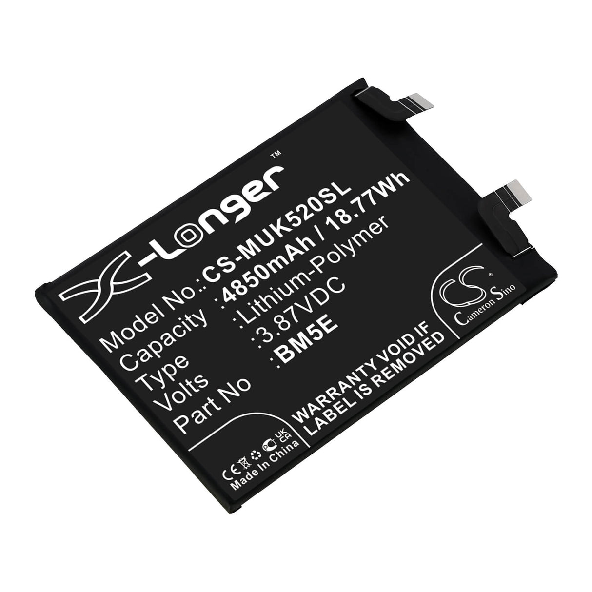3.87V, Li-Polymer, 4850mAh, SmartPhone battery fits Redmi, Xiaomi, Bm5e, 22011211c, 22021211rc, 18.77Wh Mobile, SmartPhone Cameron Sino Technology Limited (Smartphone)