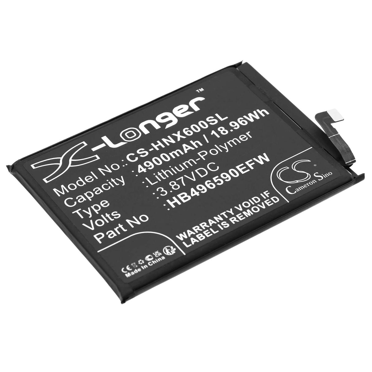 3,87V, Li-Polymer, 4900mAh, batterie de smartphone compatible avec Honor, 24023623, 90 Lite 5g 2023, Changwan 20, 18,96Wh Mobile, SmartPhone Cameron Sino Technology Limited (Smartphone)