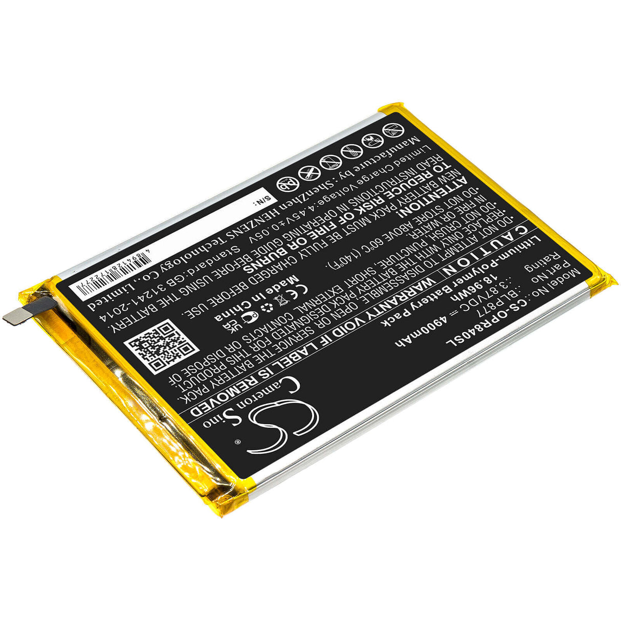 3.87V, Li-Polymer, 4900mAh, SmartPhone battery fits Oppo, Blp877, Realme 8i, 18.96Wh Mobile, SmartPhone Cameron Sino Technology Limited (Smartphone)