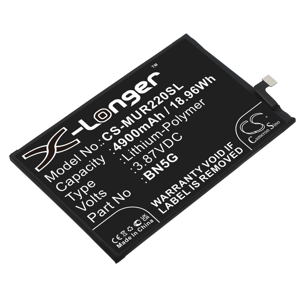 3.87V, Li-Polymer, 4900mAh, SmartPhone battery fits Redmi, Xiaomi, Bn5g, 10a, 10c, 18.96Wh Mobile, SmartPhone Cameron Sino Technology Limited (Smartphone)