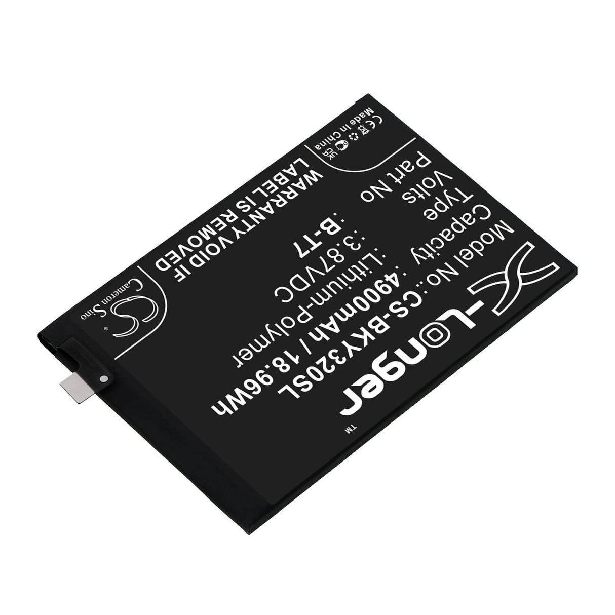 3.87V, Li-Polymer, 4900mAh, SmartPhone battery fits Vivo, B-t7, V2140, V2158, 18.96Wh Mobile, SmartPhone Cameron Sino Technology Limited (Smartphone)