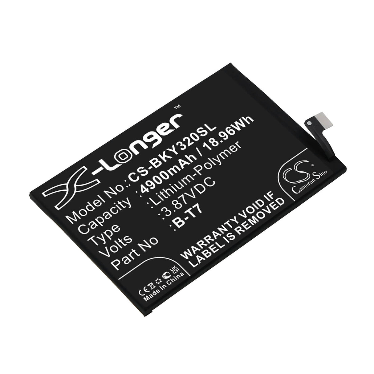 3.87V, Li-Polymer, 4900mAh, SmartPhone battery fits Vivo, B-t7, V2140, V2158, 18.96Wh Mobile, SmartPhone Cameron Sino Technology Limited (Smartphone)