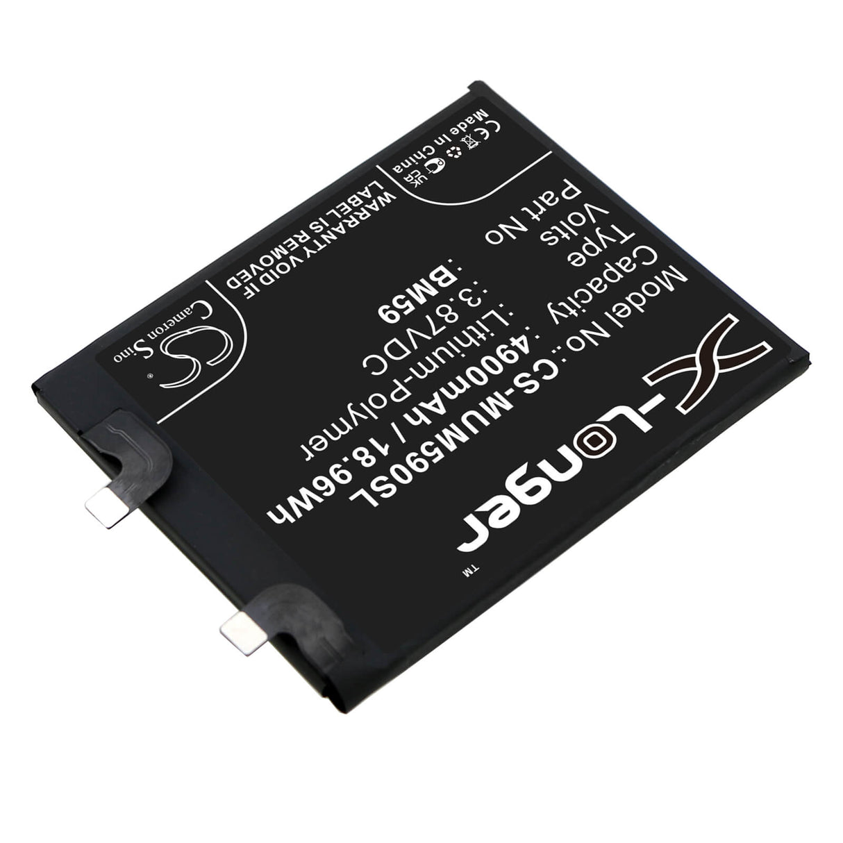 3.87V, Li-Polymer, 4900mAh, SmartPhone battery fits Xiaomi, Bm59, 11t, 21081111rg, 18.96Wh Mobile, SmartPhone Cameron Sino Technology Limited (Smartphone)