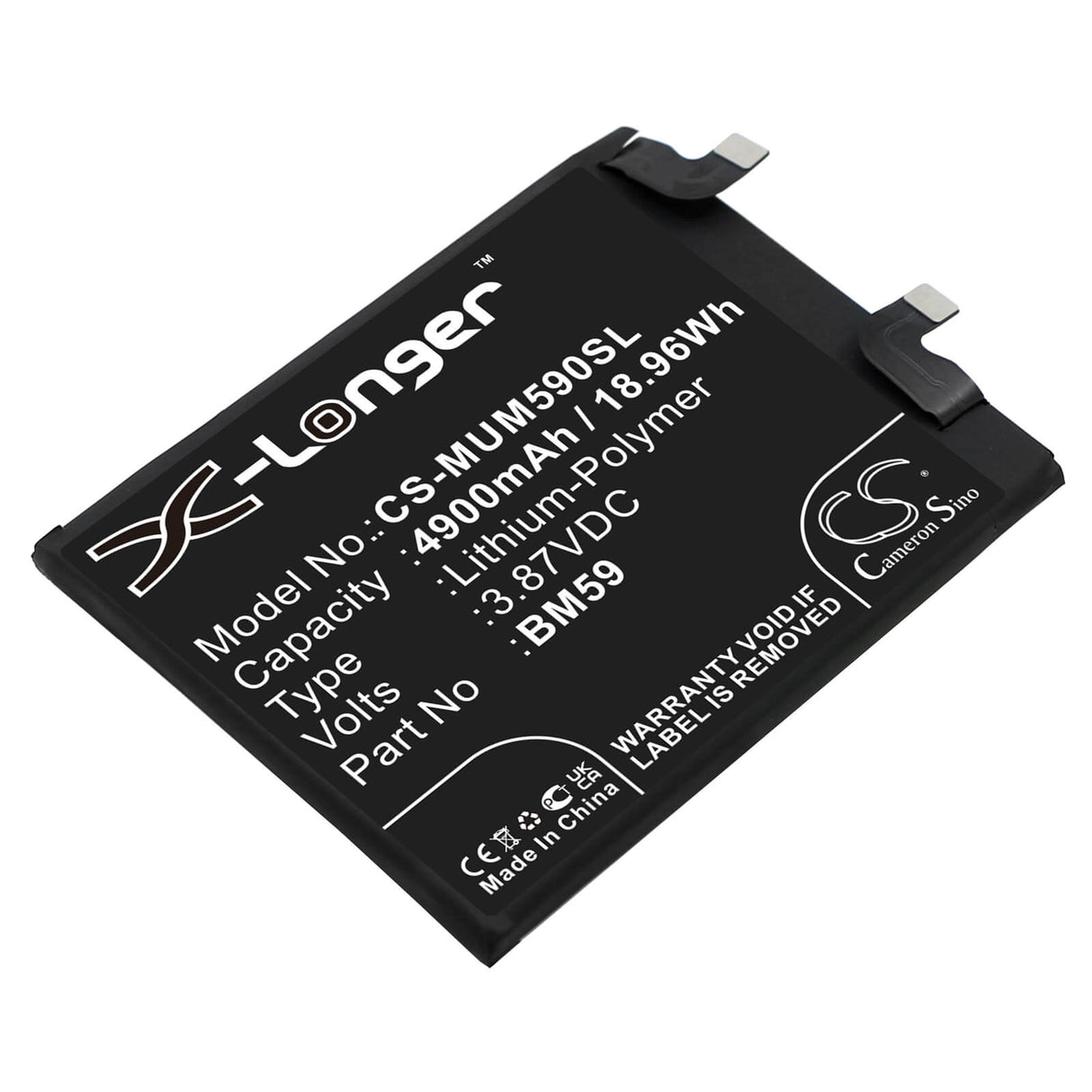 3.87V, Li-Polymer, 4900mAh, SmartPhone battery fits Xiaomi, Bm59, 11t, 21081111rg, 18.96Wh Mobile, SmartPhone Cameron Sino Technology Limited (Smartphone)