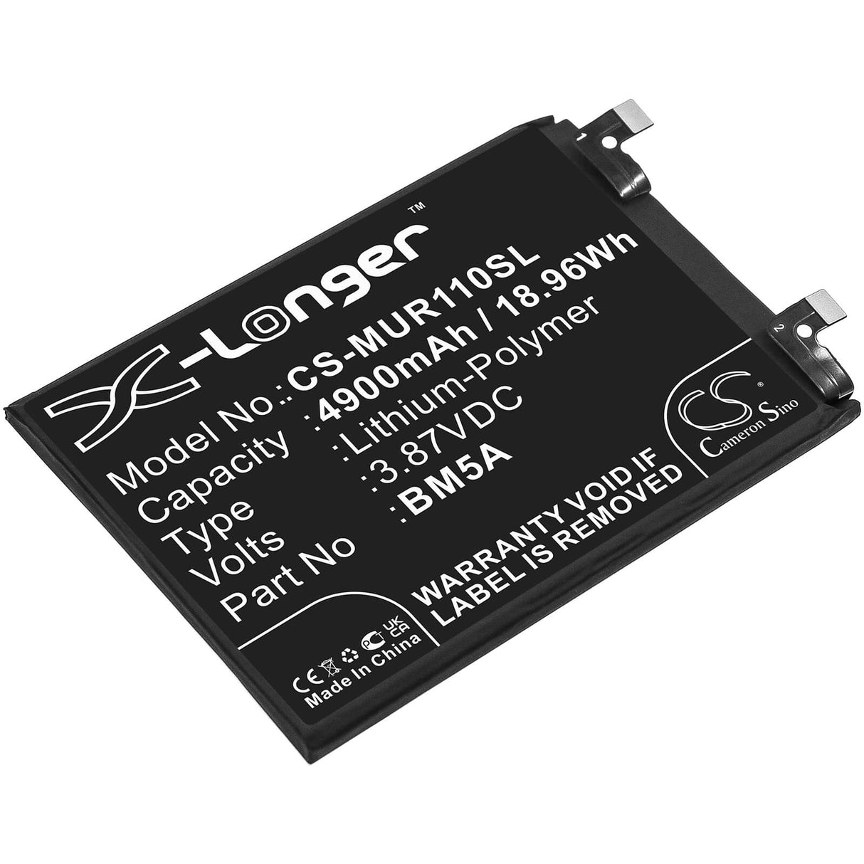 3.87V, Li-Polymer, 4900mAh, SmartPhone battery fits Redmi, Xiaomi, Bm5a, 21091116c, 21091116i, 18.96Wh Mobile, SmartPhone Cameron Sino Technology Limited (Smartphone)