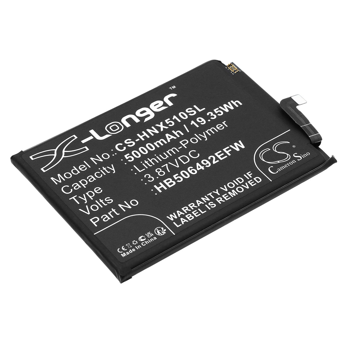 3,87V, Li-Polymère, 5000mAh, Batterie de smartphone compatible avec Honor, Hb506492efw, Magic 5 Lite, Rmo-nx1, 19,35Wh Mobile, Smartphone Cameron Sino Technology Limited (Smartphone)