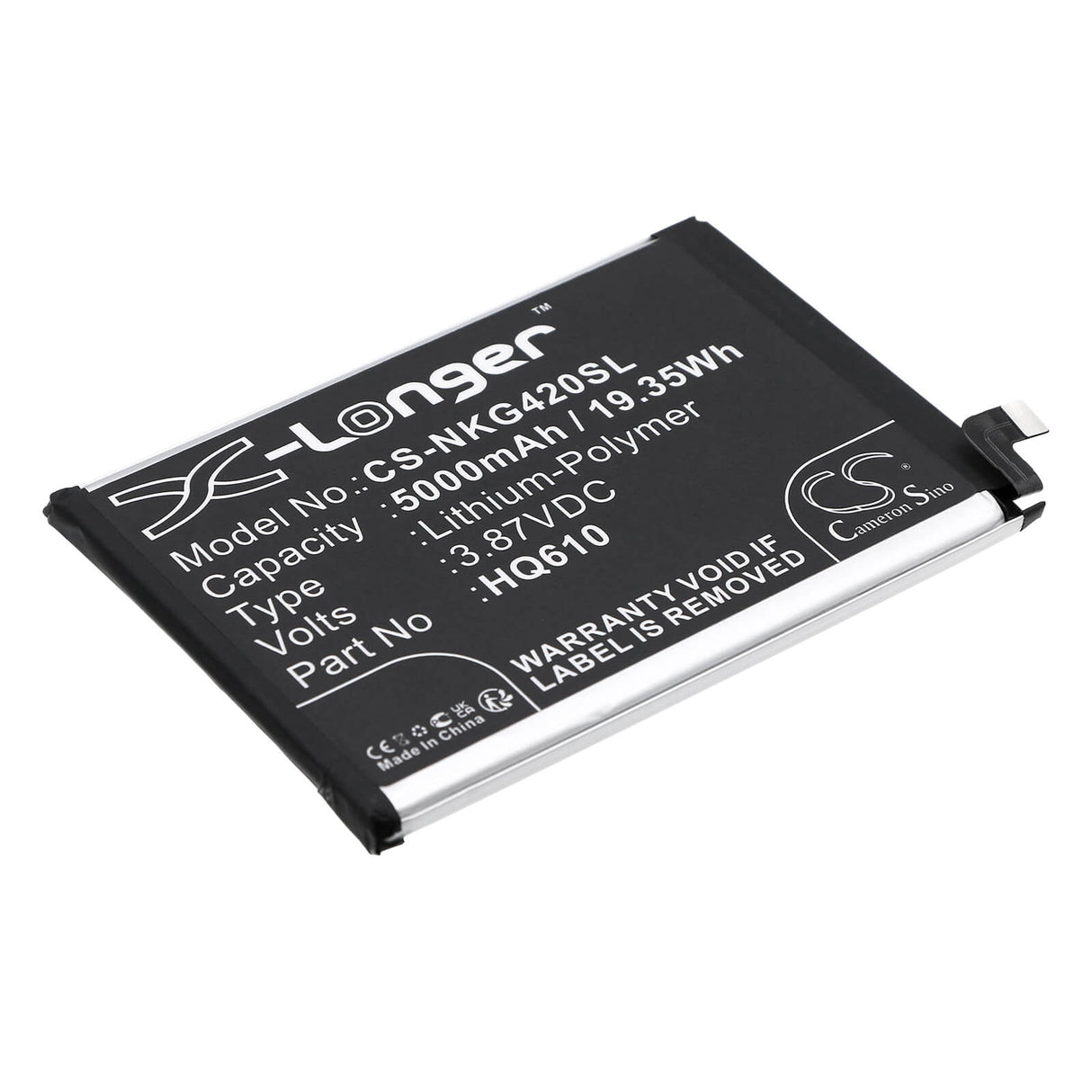 3.87V, Li-Polymer, 5000mAh, SmartPhone battery fits Nokia, Hq610, G42 5g, 19.35Wh Mobile, SmartPhone Cameron Sino Technology Limited (Smartphone)
