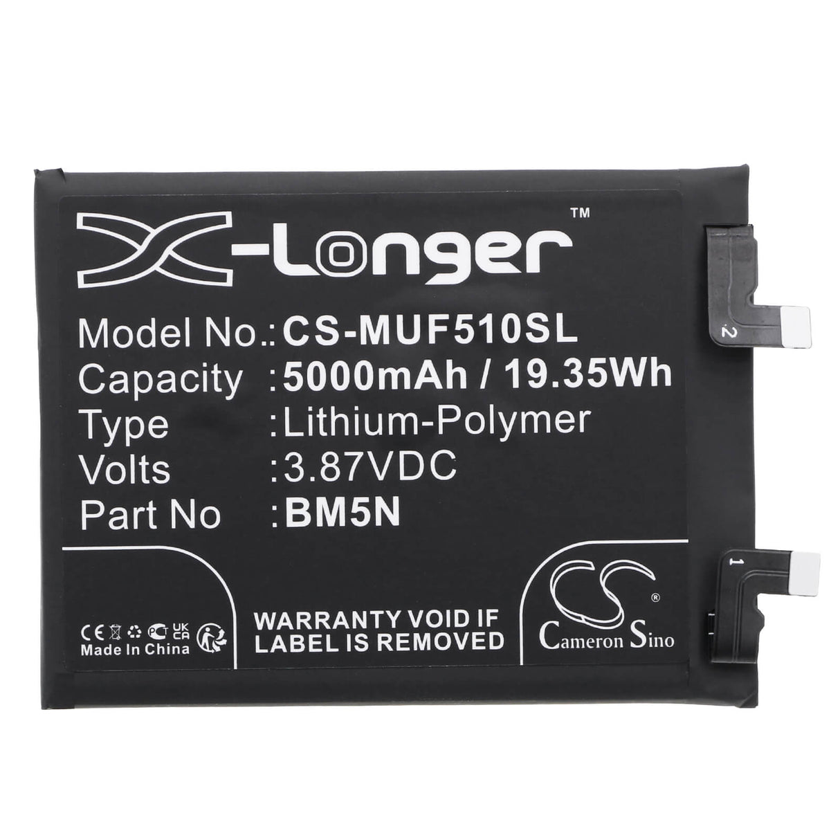 3,87V, Li-Polymer, 5000mAh, batterie de smartphone compatible avec Poco, Bm5n, 23013rk75g, F5 Pro 5g, 19,35Wh Mobile, Smartphone Cameron Sino Technology Limited (Smartphone)