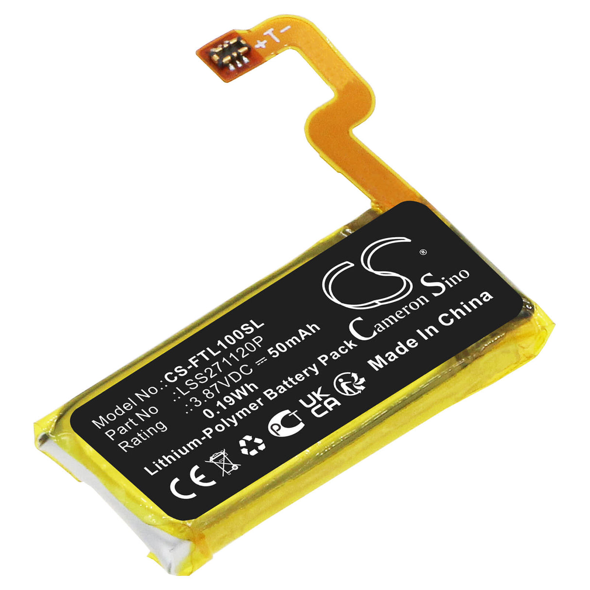 3.87V, Li-Polymer, 50mAh, Smartwatch battery fits Fitbit, Lss271120p, Luxe, 0.19Wh Smartwatch Cameron Sino Technology Limited