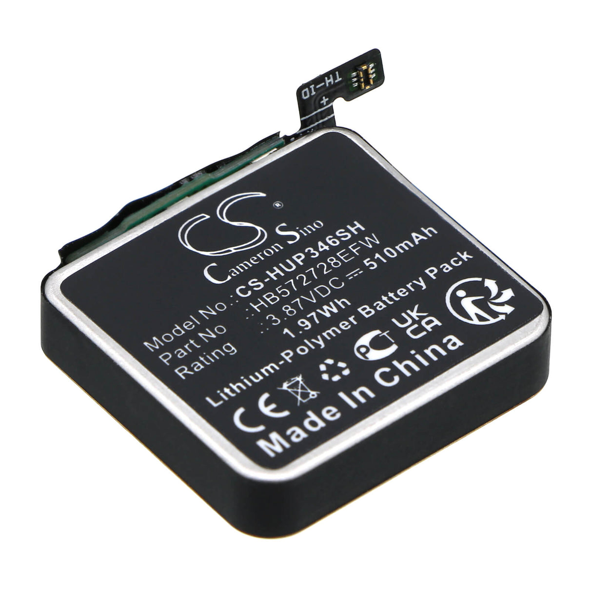 3.87V, Li-Polymer, 510mAh, Smartwatch battery fits Huawei, Hb572728efw, Watch Gt3 Pro 46mm, 1.97Wh Smartwatch Cameron Sino Technology Limited