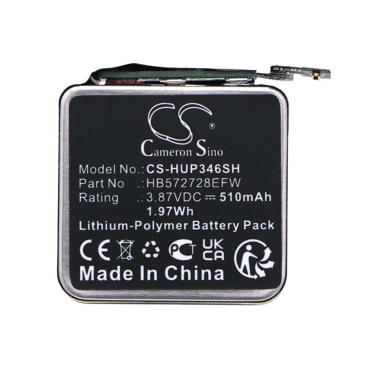 3.87V, Li-Polymer, 510mAh, Smartwatch battery fits Huawei, Hb572728efw, Watch Gt3 Pro 46mm, 1.97Wh Smartwatch Cameron Sino Technology Limited