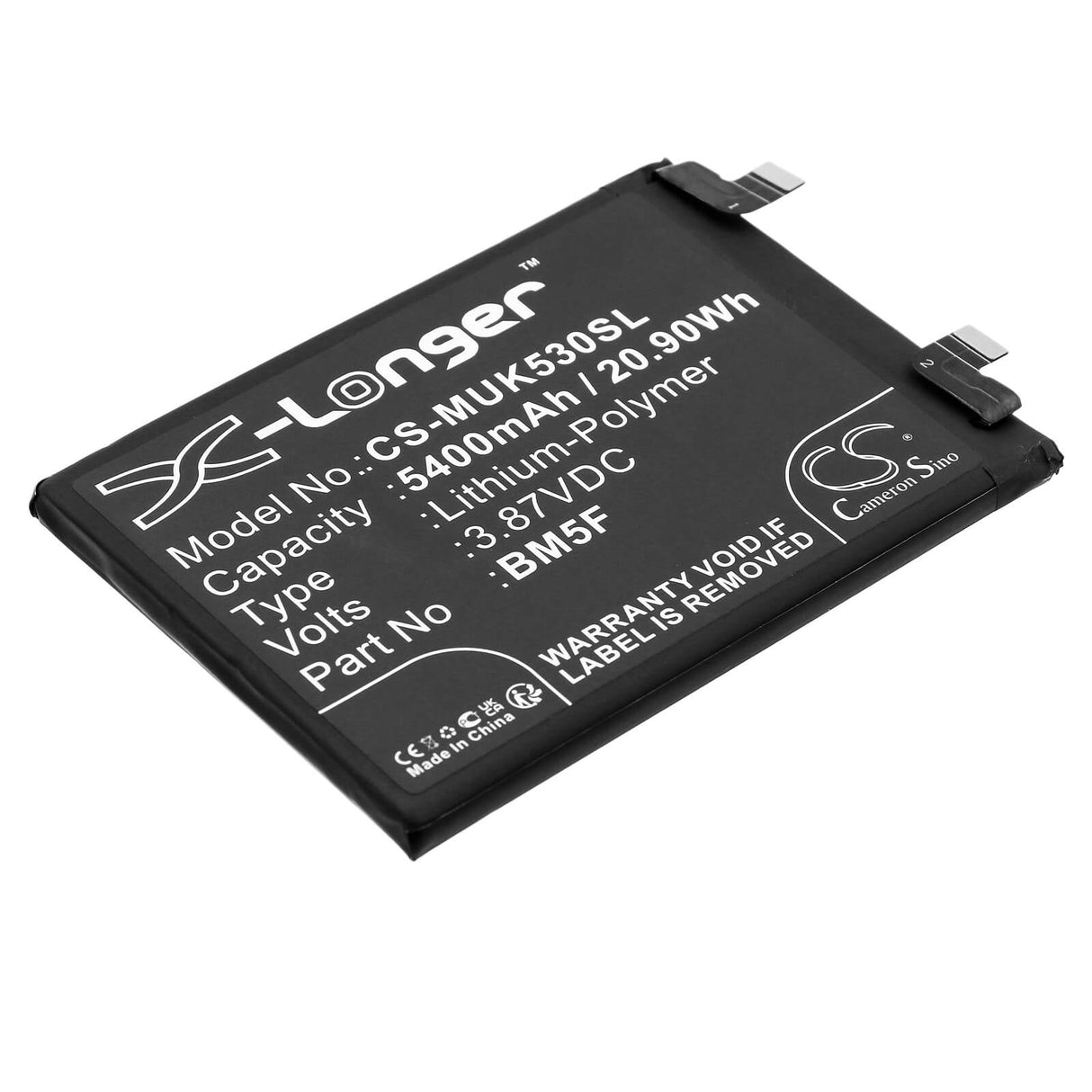 3,87V, Li-Polymer, 5400mAh, batterie pour smartphone compatible avec Redmi, Bm5f, 22041211ac, K50, 20,9Wh Mobile, SmartPhone Cameron Sino Technology Limited (Smartphone)