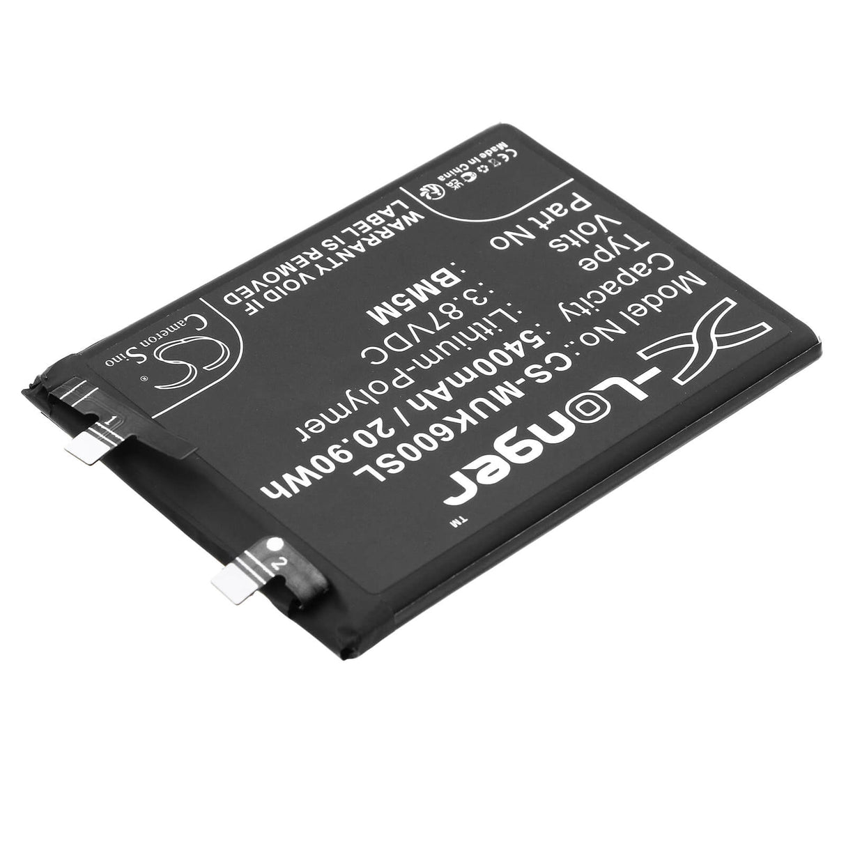 3,87V, Li-Polymer, 5400mAh, batterie de téléphone intelligent pour Redmi, Bm5m, K60, 20,9Wh Mobile, SmartPhone Cameron Sino Technology Limited (Smartphone)
