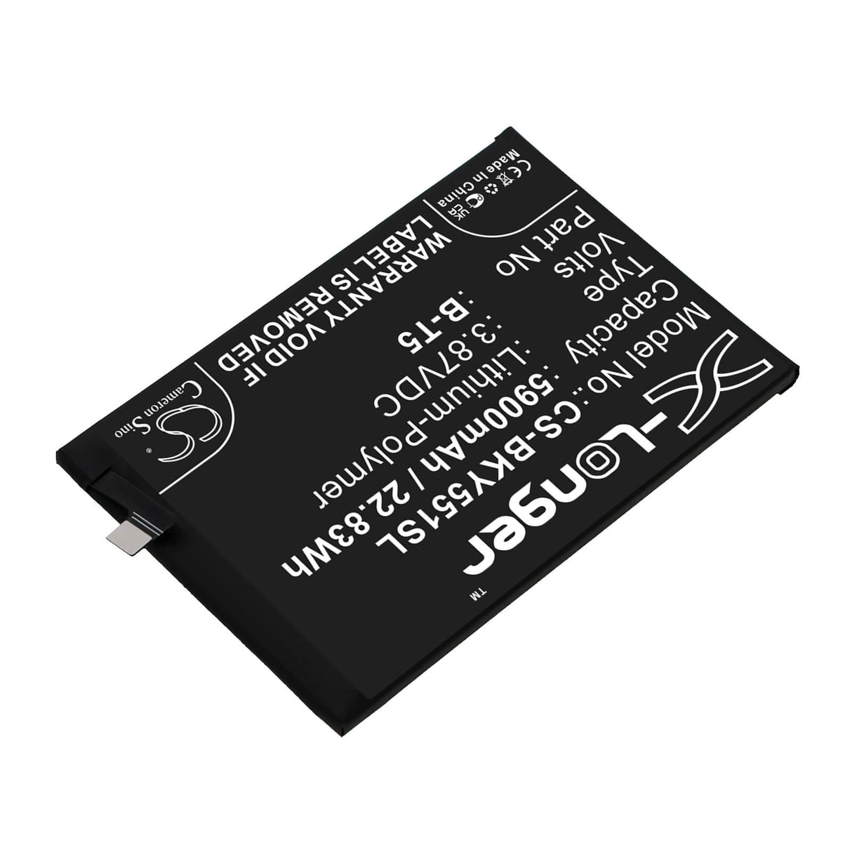 3.87V, Li-Polymer, 5900mAh, SmartPhone battery fits Vivo, B-t5, V2164a, Y55s, 22.83Wh Mobile, SmartPhone Cameron Sino Technology Limited (Smartphone)