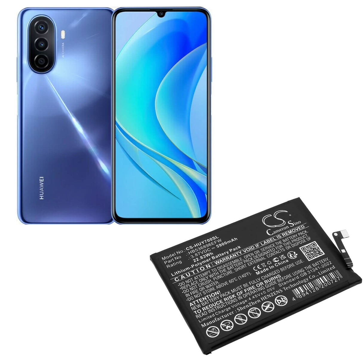 3,87V, Li-Polymer, 5900mAh, batterie de smartphone compatible avec Huawei, Hb536896efw, Mga-al00, Mga-lx3, 22,83Wh Mobile, SmartPhone Cameron Sino Technology Limited (Smartphone)