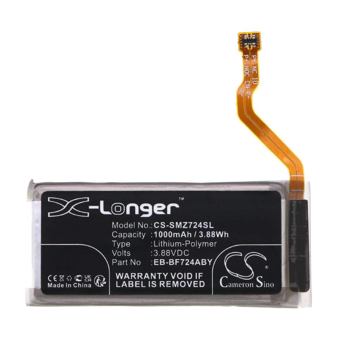 3,88V, Li-Polymer, 1000mAh, batterie de smartphone compatible avec Samsung, Eb-bf724aby, Galaxy Z Flip 4, Galaxy Z Flip 4 5g Uw, 3,88Wh Mobile, Smartphone Cameron Sino Technology Limited (Smartphone)