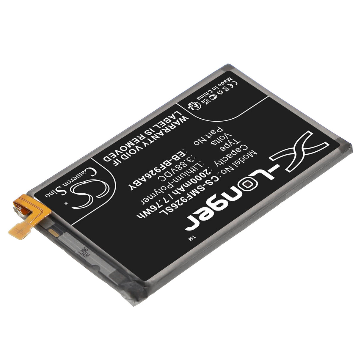3,88V, Li-Polymer, 2000mAh, batterie de smartphone compatible Samsung, Eb-bf926aby, Galaxy Z Fold 3 5g, Galaxy Z Fold3, 7,76Wh Mobile, Smartphone Cameron Sino Technology Limited (Smartphone)