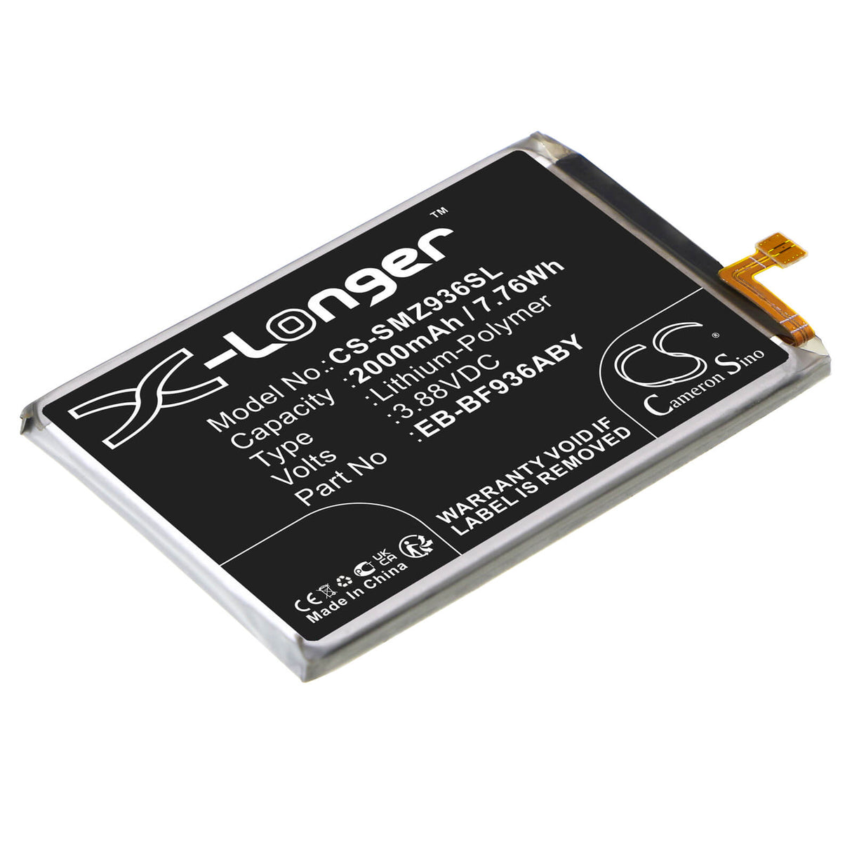 3,88V, Li-Polymer, 2000mAh, batterie de smartphone compatible avec Samsung, Eb-bf936aby, Galaxy Z Fold4, Sc-55c, 7,76Wh Mobile, Smartphone Cameron Sino Technology Limited (Smartphone)
