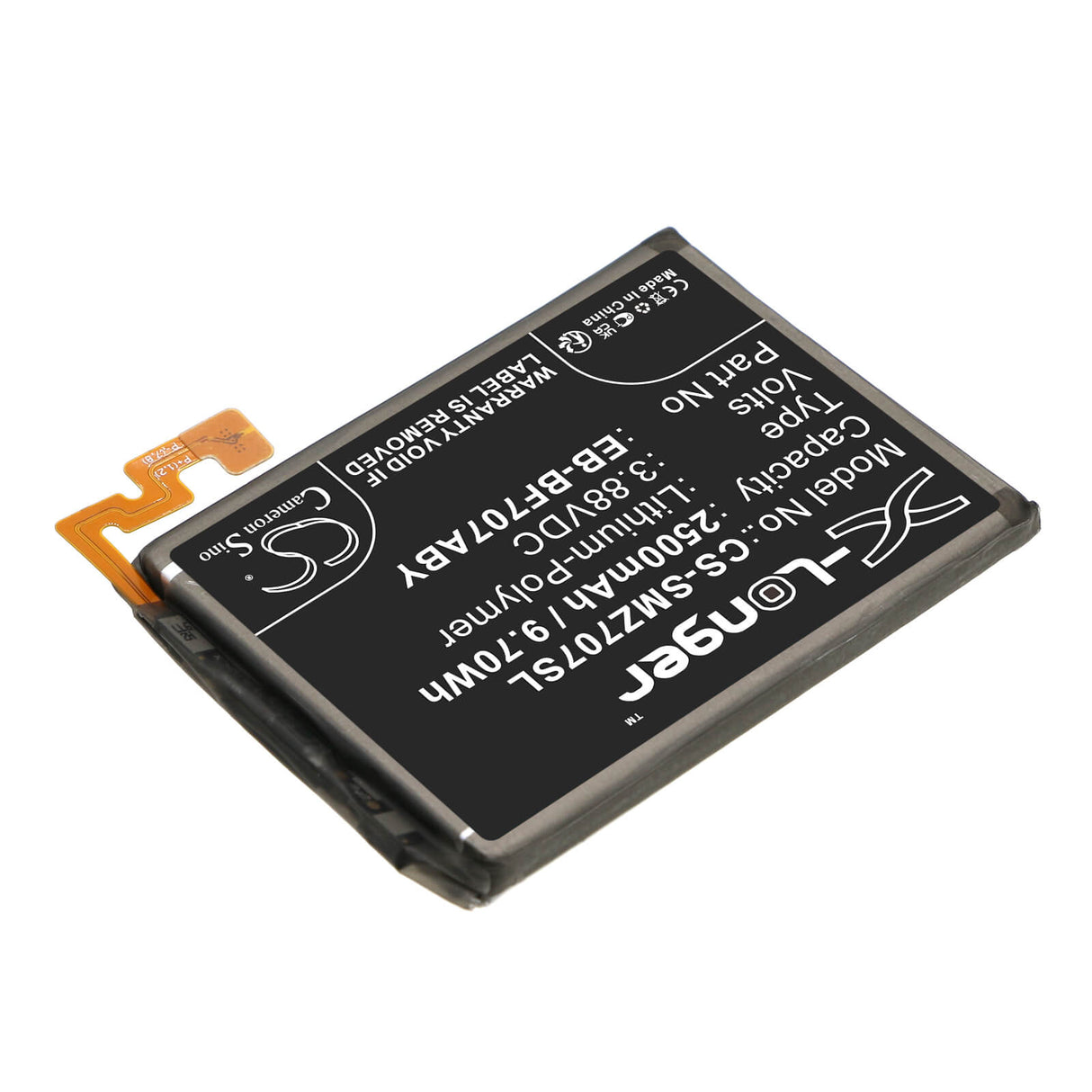 3,88V, Li-Polymer, 2500mAh, batterie de smartphone compatible avec Samsung, Eb-bf707aby, Galaxy Z Flip 5g, Galaxy Z Flip F707u, 9,7Wh Mobile, Smartphone Cameron Sino Technology Limited (Smartphone)