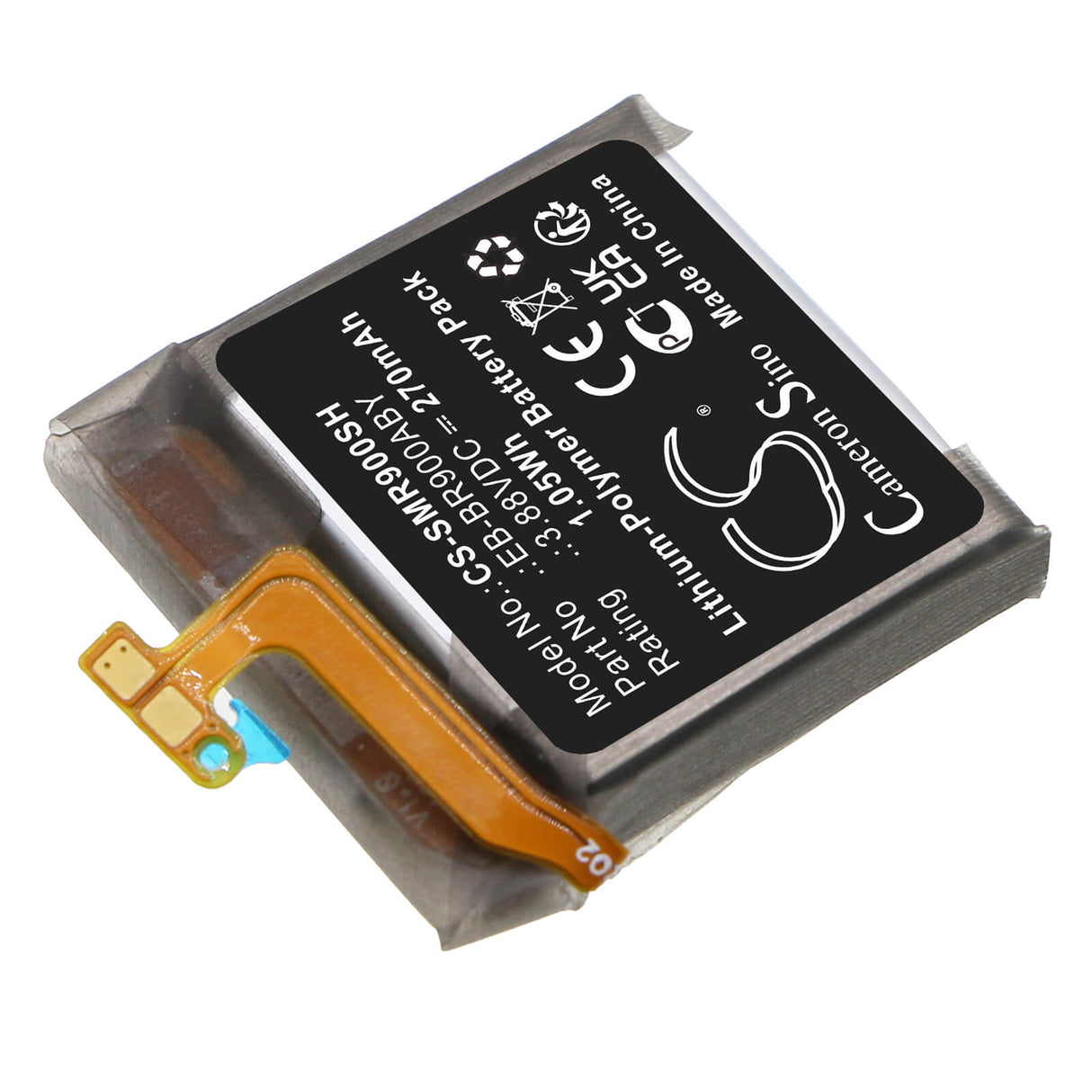 3.88V, Li-Polymer, 270mAh, Smartwatch battery fits Samsung, Eb-br900aby, Sm-r900, Sm-r905, 1.05Wh Smartwatch Cameron Sino Technology Limited