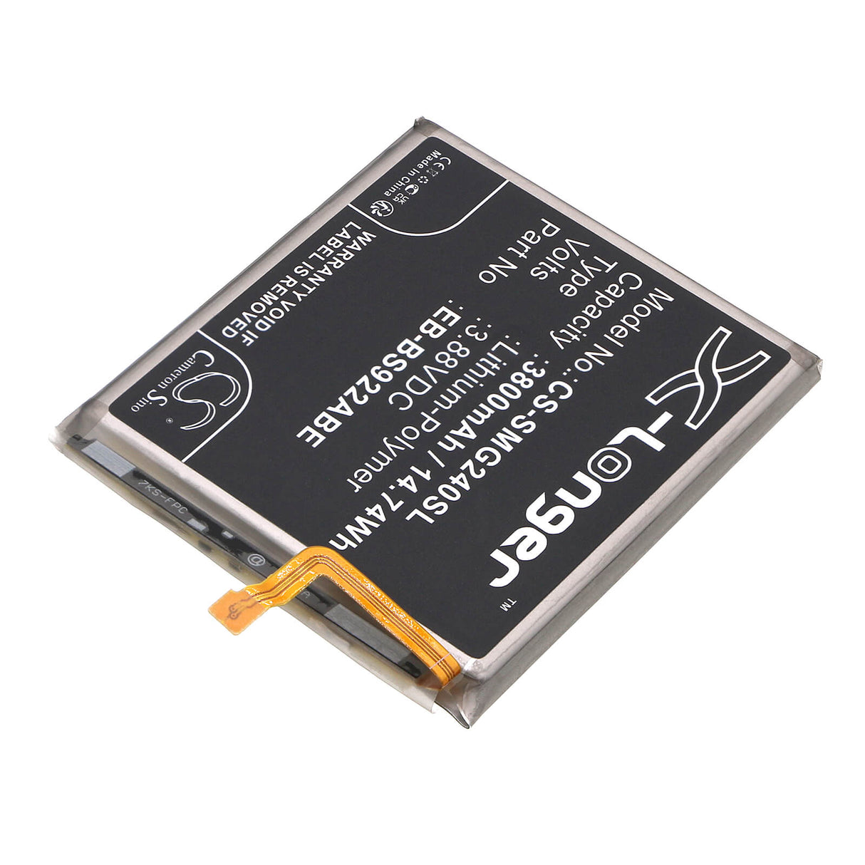 3.88V, Li-Polymer, 3800mAh, SmartPhone battery fits Samsung, Eb-bs922abe, Galaxy S24, Sm-s9210, 14.74Wh Mobile, SmartPhone Cameron Sino Technology Limited (Smartphone)
