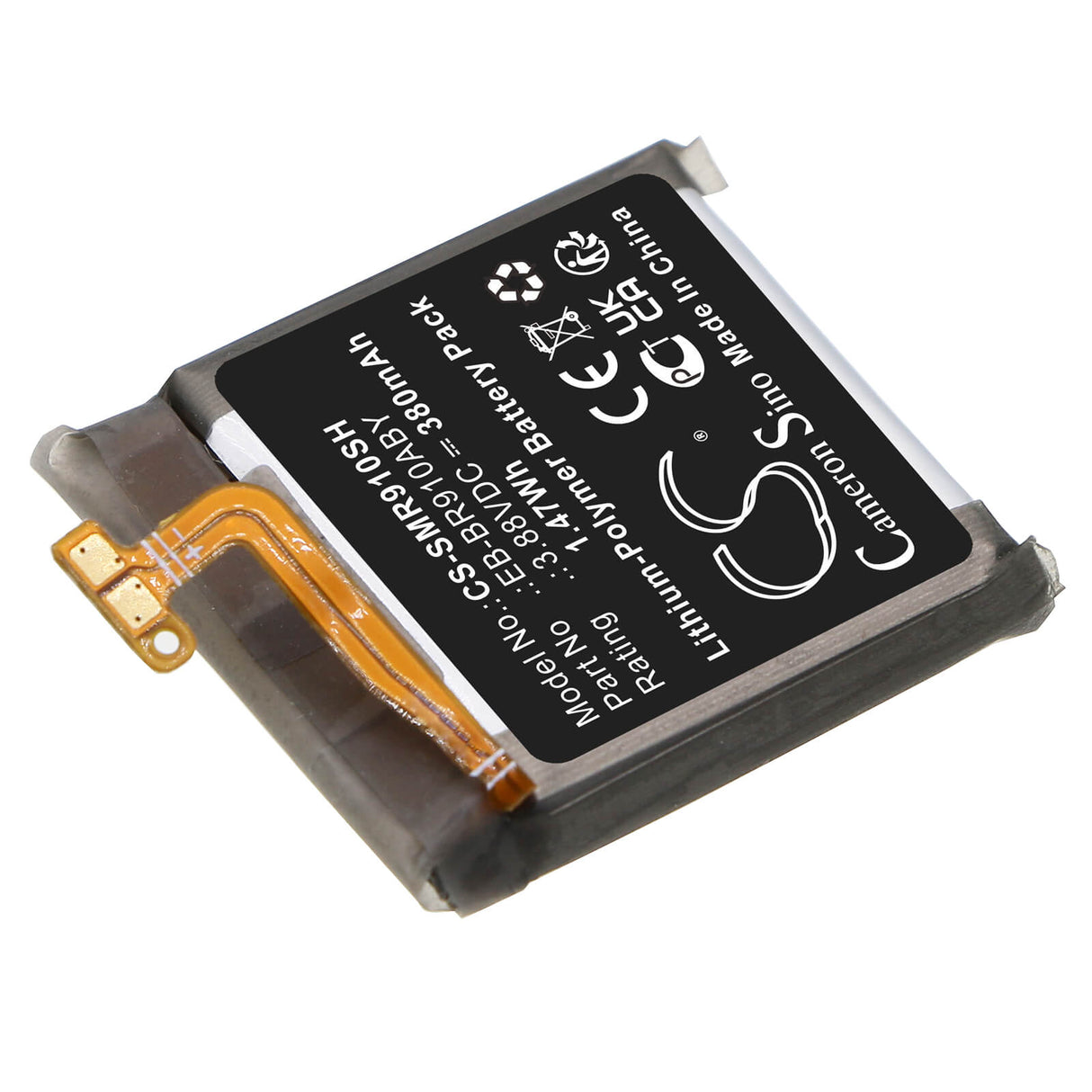 3.88V, Li-Polymer, 380mAh, Smartwatch battery fits Samsung, Eb-br910aby, Sm-r910, Sm-r915, 1.47Wh Smartwatch Cameron Sino Technology Limited