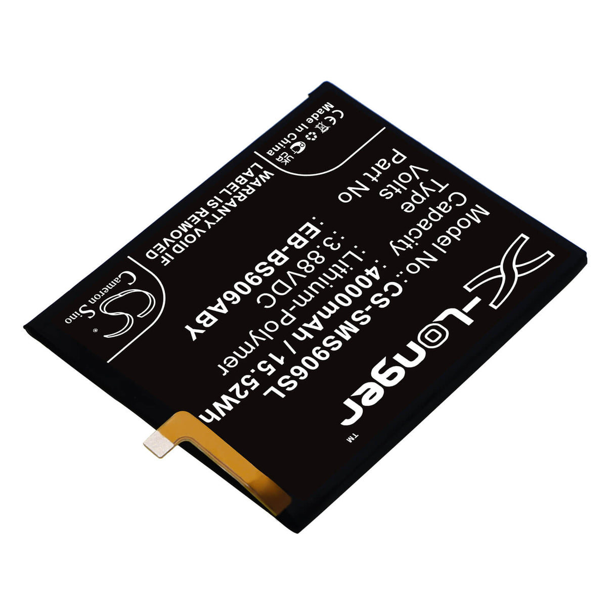 3.88V, Li-Polymer, 4000mAh, SmartPhone battery fits Samsung, Eb-bs906aby, Galaxy S22 Plus 5g, Galaxy S22+ 5g, 15.52Wh Mobile, SmartPhone Cameron Sino Technology Limited (Smartphone)