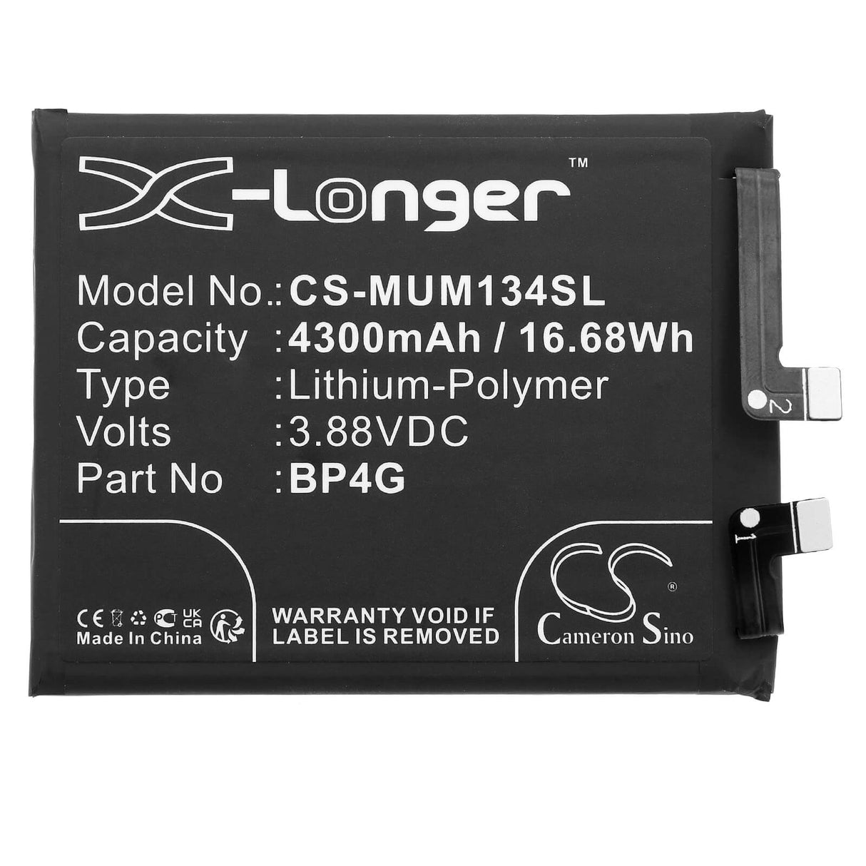3,88V, Li-Polymer, 4300mAh, batterie de smartphone compatible avec Xiaomi, Bp4g, 2211133c, 2211133g, 16,68Wh Mobile, Smartphone Cameron Sino Technology Limited (Smartphone)