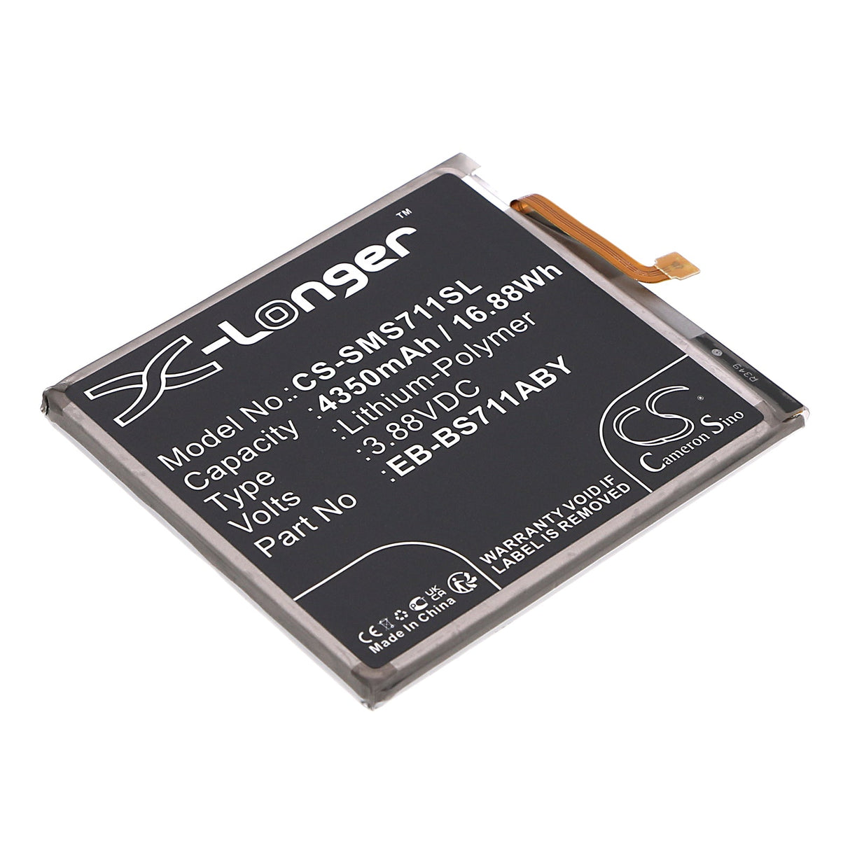 3.88V, Li-Polymer, 4350mAh, SmartPhone battery fits Samsung, Eb-bs711aby, Galaxy S23 Fe, Galaxy S23 Fe 5g, 16.88Wh Mobile, SmartPhone Cameron Sino Technology Limited (Smartphone)