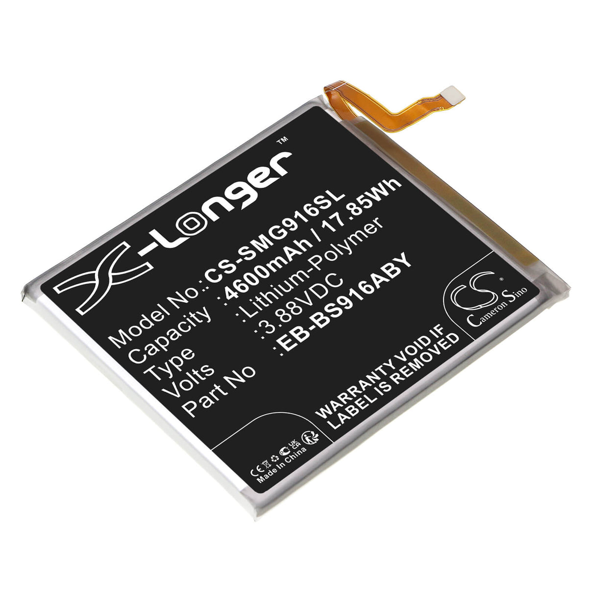 3,88V, Li-Polymer, 4600mAh, Batterie de smartphone compatible avec Samsung, Eb-bs916aby, Galaxy S23 Plus, Galaxy S23+, 17,85Wh Mobile, Smartphone Cameron Sino Technology Limited (Smartphone)