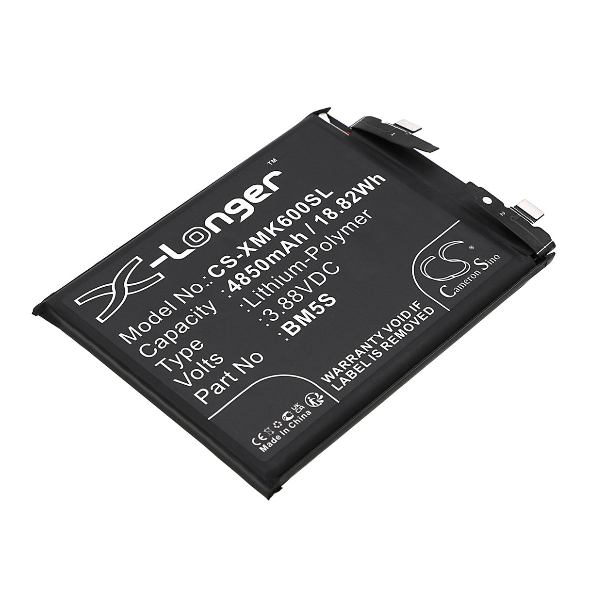 3.88V, Li-Polymer, 4850mAh, SmartPhone battery fits Xiaomi, Bm5s, 13t Pro, K60, 18.82Wh Mobile, SmartPhone Cameron Sino Technology Limited (Smartphone)