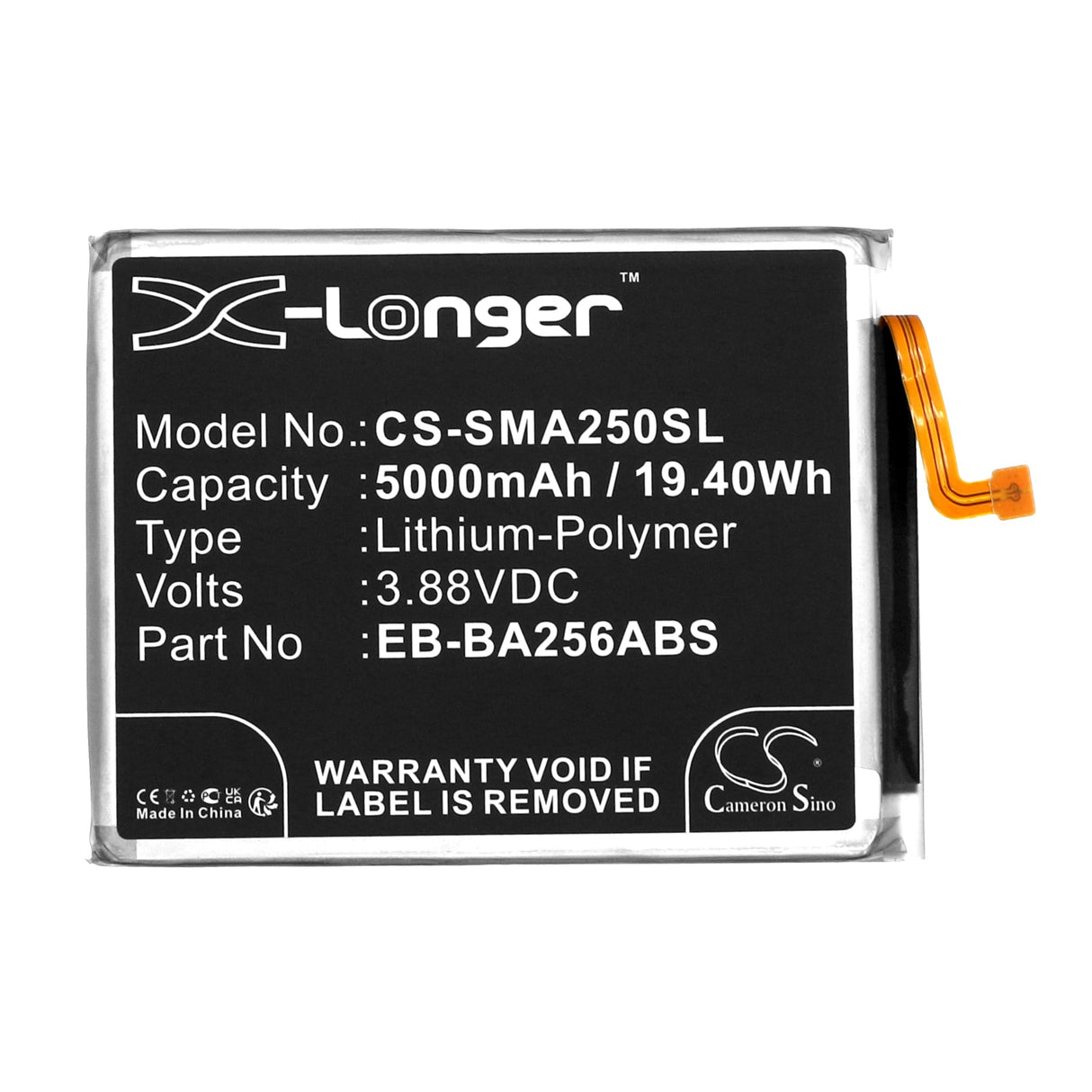 3.88V, Li-Polymer, 5000mAh, batterie de smartphone compatible avec Samsung, Eb-ba256abs, Galaxy A25, Galaxy A25 5g, 19.4Wh Mobile, Smartphone Cameron Sino Technology Limited (Smartphone)
