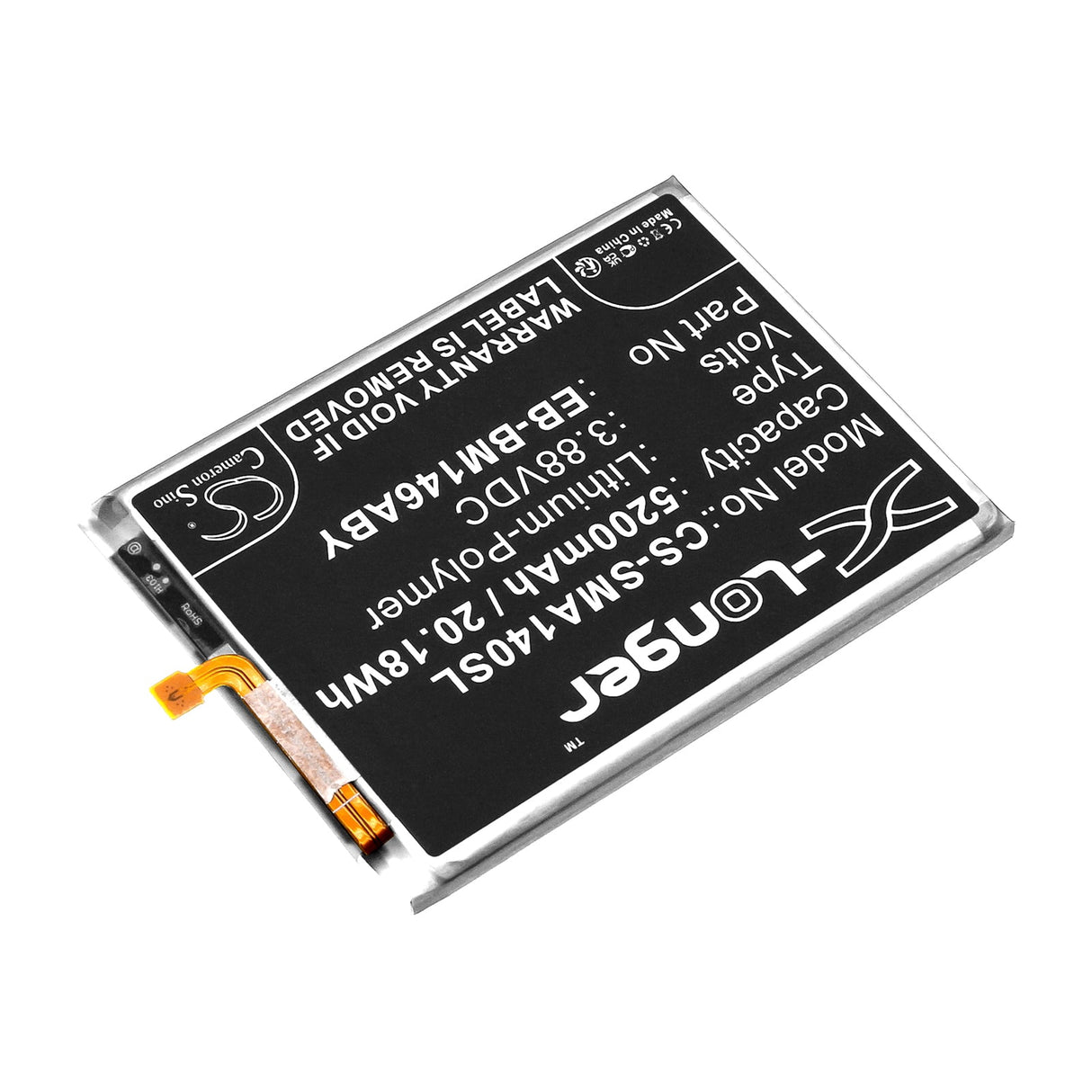 3,88V, Li-Polymer, 5200mAh, batterie de smartphone compatible avec Samsung, Eb-bm146aby, Galaxy M14, Galaxy M14 5g, 20,18Wh Mobile, Smartphone Cameron Sino Technology Limited (Smartphone)