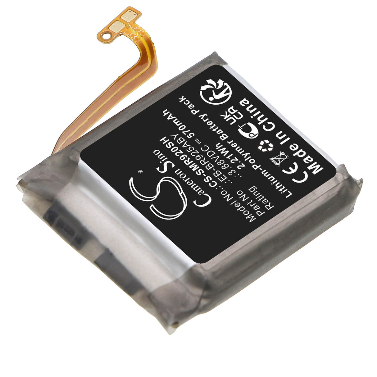 3.88V, Li-Polymer, 570mAh, Smartwatch battery fits Samsung, Eb-br925aby, Galaxy Watch 5 Pro 45mm, Sm-r920, 2.21Wh Smartwatch Cameron Sino Technology Limited