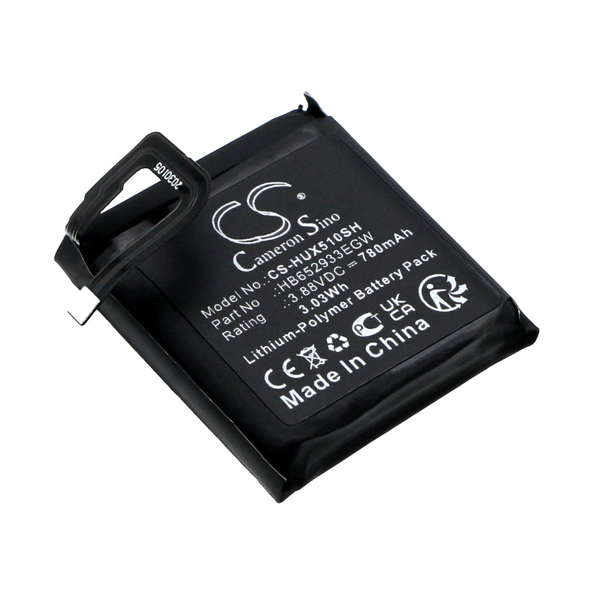 3,88V, Li-Polymer, 780mAh, batterie de montre intelligente convient à Huawei, Hb652933egw, Watch 5, Watch 5x, 3,03Wh Smartwatch Cameron Sino Technology Limited