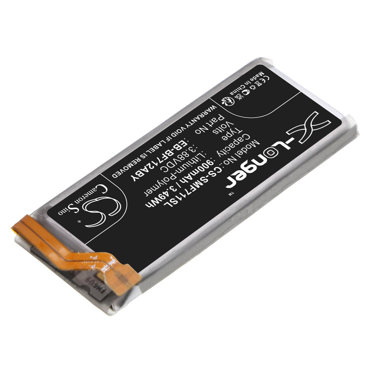 3.88V, Li-Polymer, 900mAh, SmartPhone battery fits Samsung, Eb-bf712aby, Galaxy Z Flip 3, M-f711r4, 3.49Wh Mobile, SmartPhone Cameron Sino Technology Limited (Smartphone)