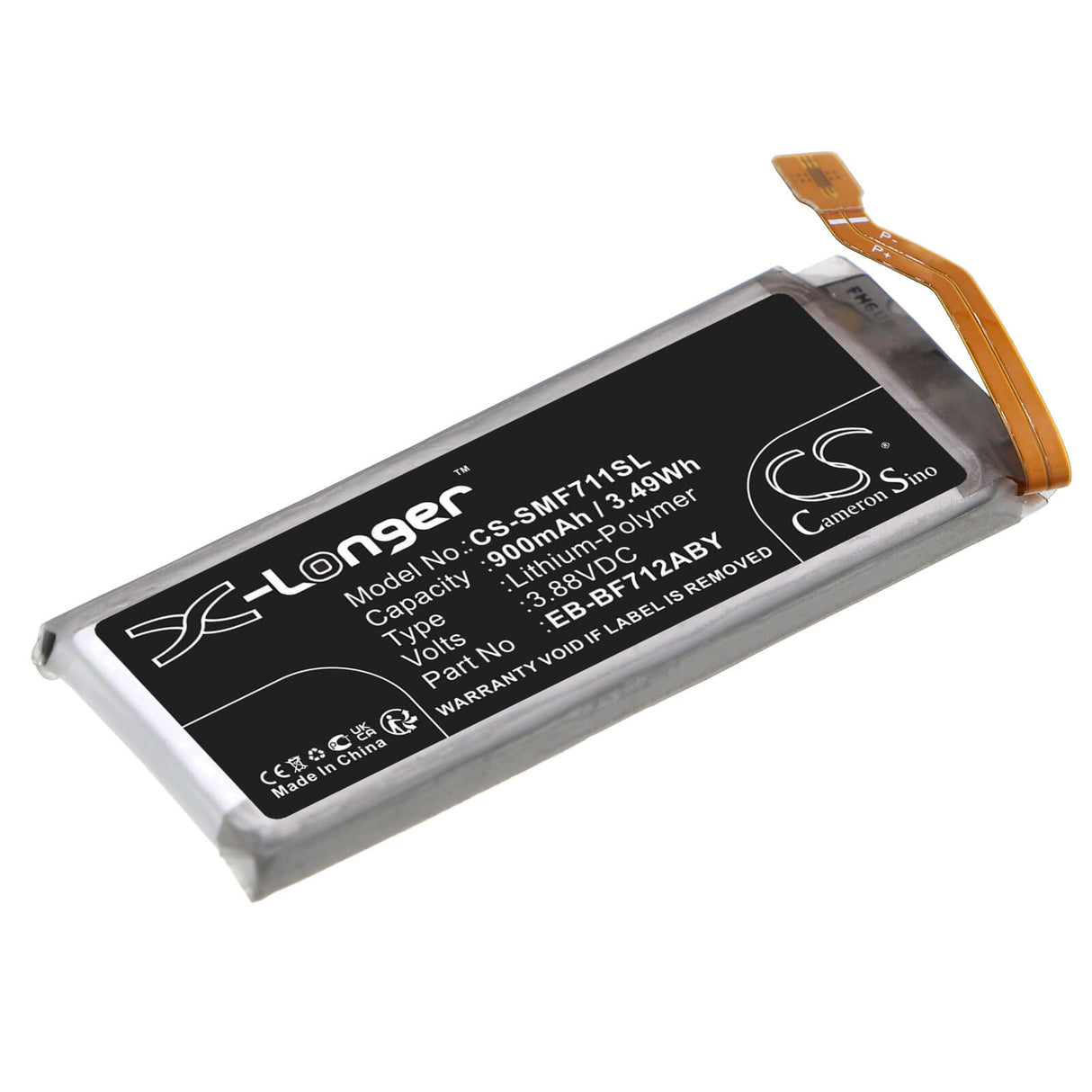 3.88V, Li-Polymer, 900mAh, SmartPhone battery fits Samsung, Eb-bf712aby, Galaxy Z Flip 3, M-f711r4, 3.49Wh Mobile, SmartPhone Cameron Sino Technology Limited (Smartphone)