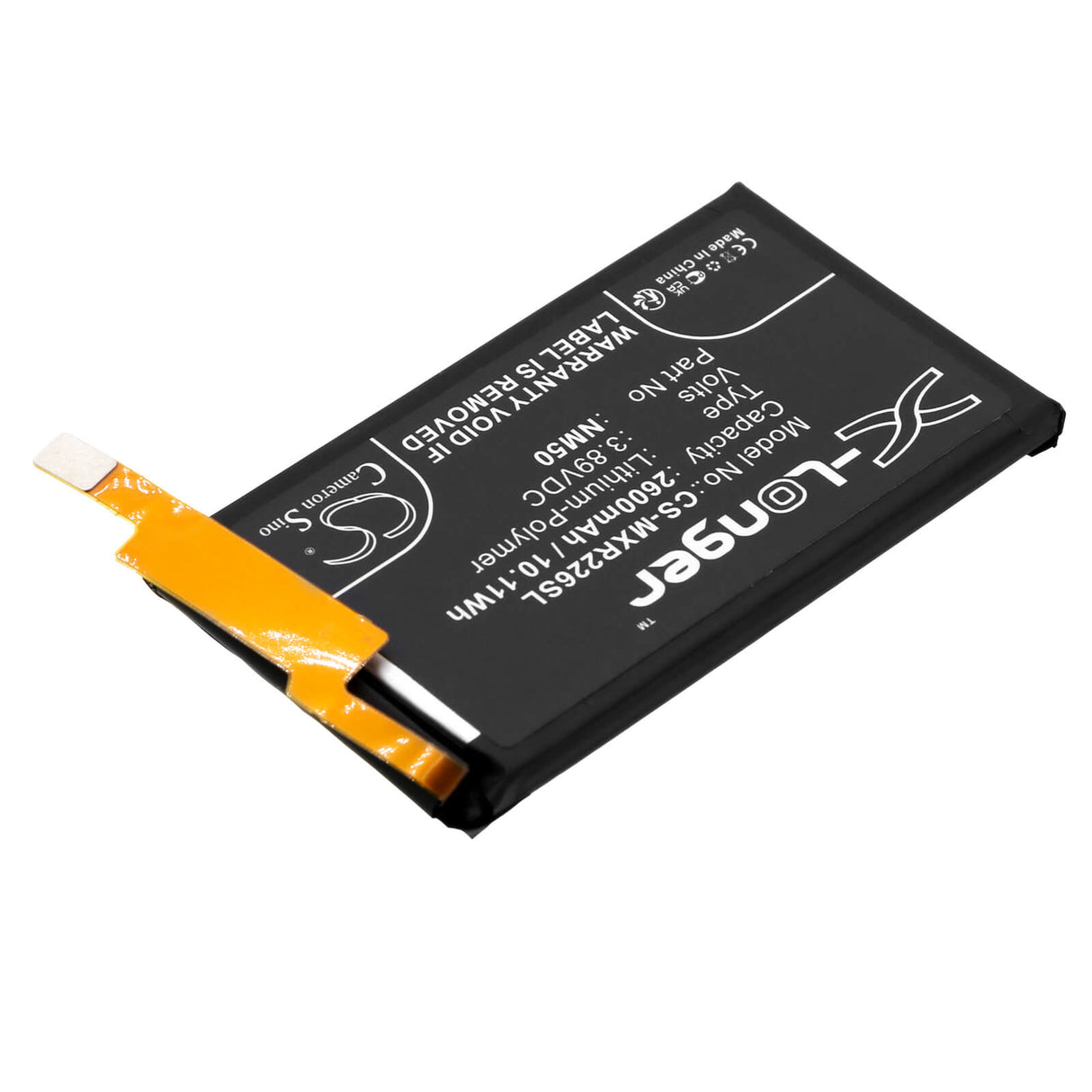 3.89V, Li-Polymer, 2600mAh, SmartPhone battery fits Motorola, Nm50, Razr 2022, Razr 5g 3nd Gen 2022, 10.11Wh Mobile, SmartPhone Cameron Sino Technology Limited (Smartphone)
