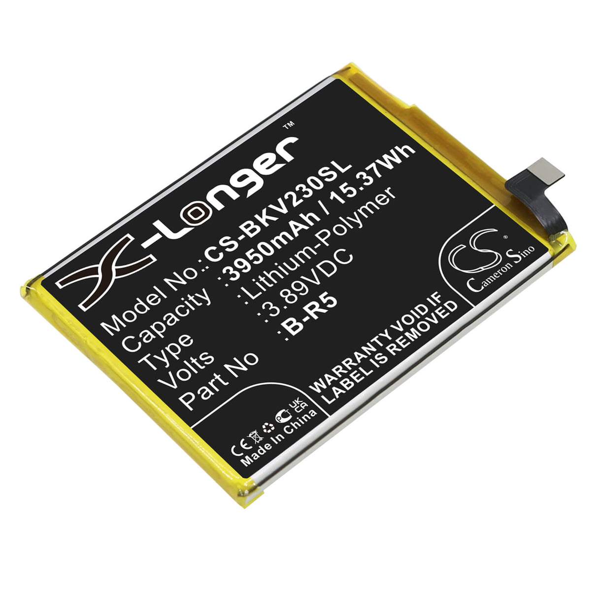 3.89V, Li-Polymer, 3950mAh, SmartPhone battery fits Vivo, B-r5, S10e, S10e 5g, 15.37Wh Mobile, SmartPhone Cameron Sino Technology Limited (Smartphone)