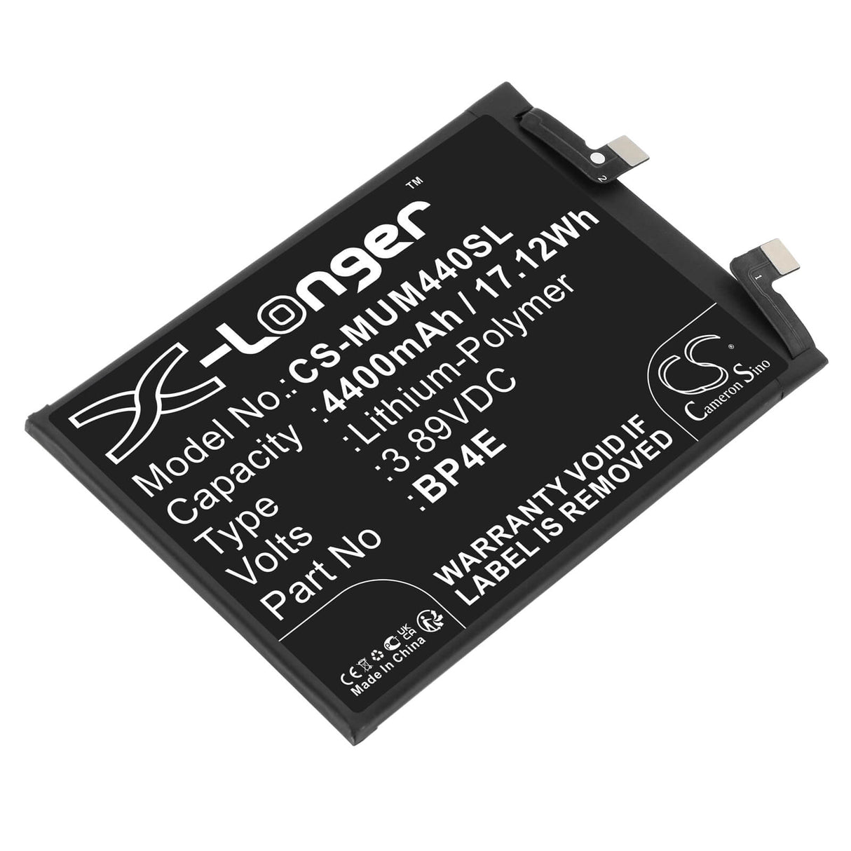 3.89V, Li-Polymer, 4400mAh, SmartPhone battery fits Xiaomi, Bp4e, 13 Lite, 17.12Wh Mobile, SmartPhone Cameron Sino Technology Limited (Smartphone)