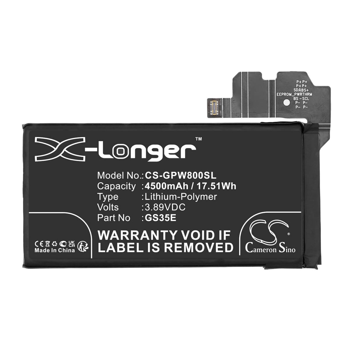3.89V, Li-Polymer, 4500mAh, batterie de smartphone compatible avec Google, G949-00574-01, G9bqd, Gkws6, 17.51Wh Mobile, Smartphone Cameron Sino Technology Limited (Smartphone)