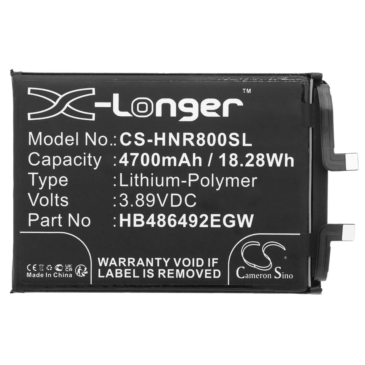 3.89V, Li-Polymer, 4700mAh, SmartPhone battery fits Honor, Hb486492egw, 80 Se, 18.28Wh Mobile, SmartPhone Cameron Sino Technology Limited (Smartphone)