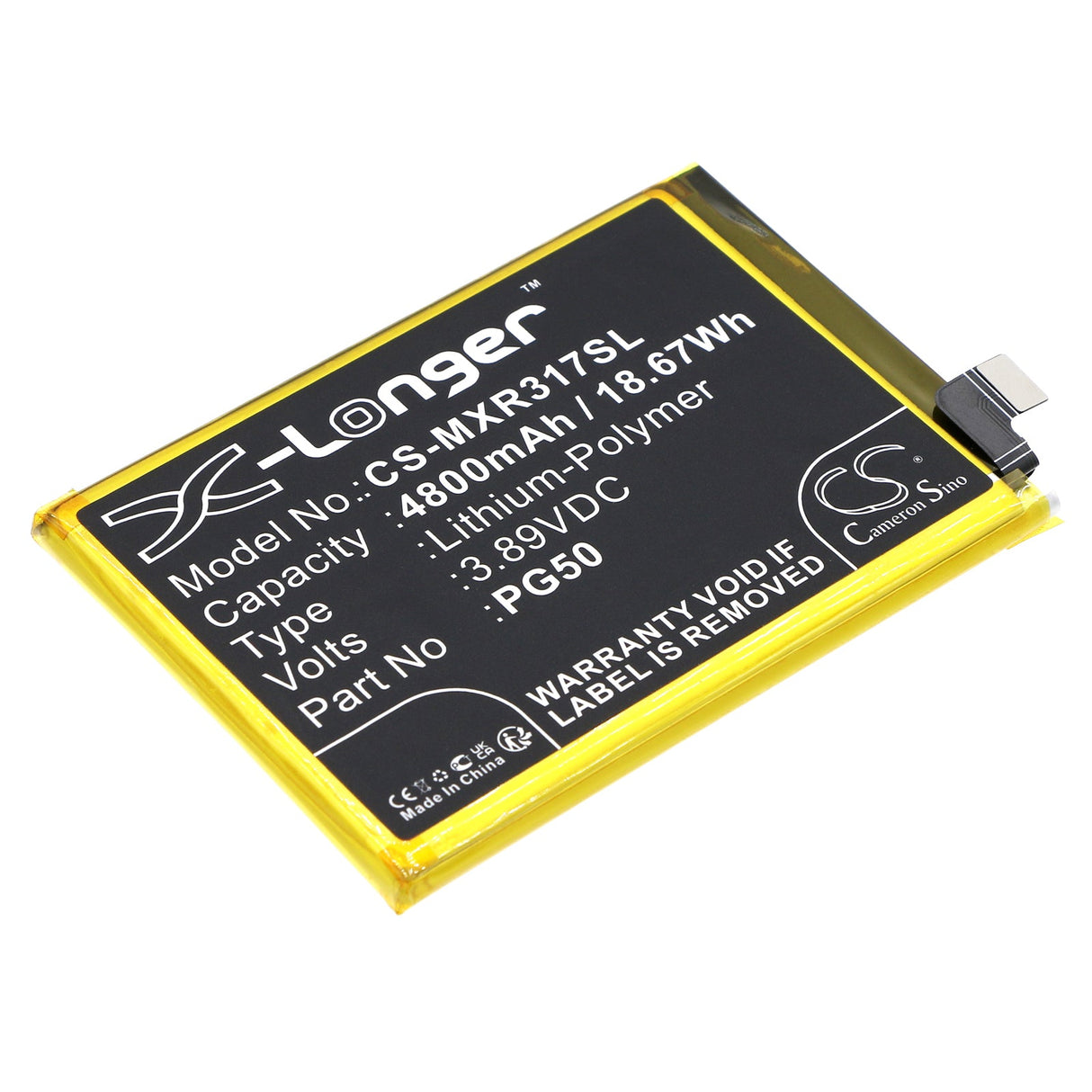 3.89V, Li-Polymer, 4800mAh, SmartPhone battery fits Motorola, Pg50, Moto G Stylus 2023, Moto G Stylus 5g, 18.67Wh Mobile, SmartPhone Cameron Sino Technology Limited (Smartphone)