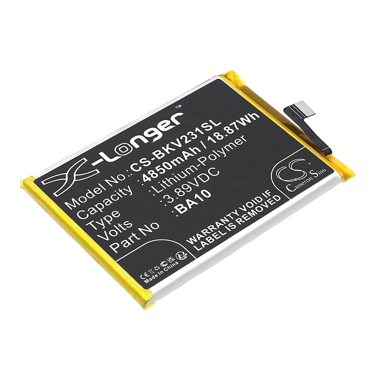 3,89V, Li-Polymer, 4850mAh, batterie de smartphone compatible avec Vivo, Ba10, V2310, V2318a, 18,87Wh Mobile, Smartphone Cameron Sino Technology Limited (Smartphone)