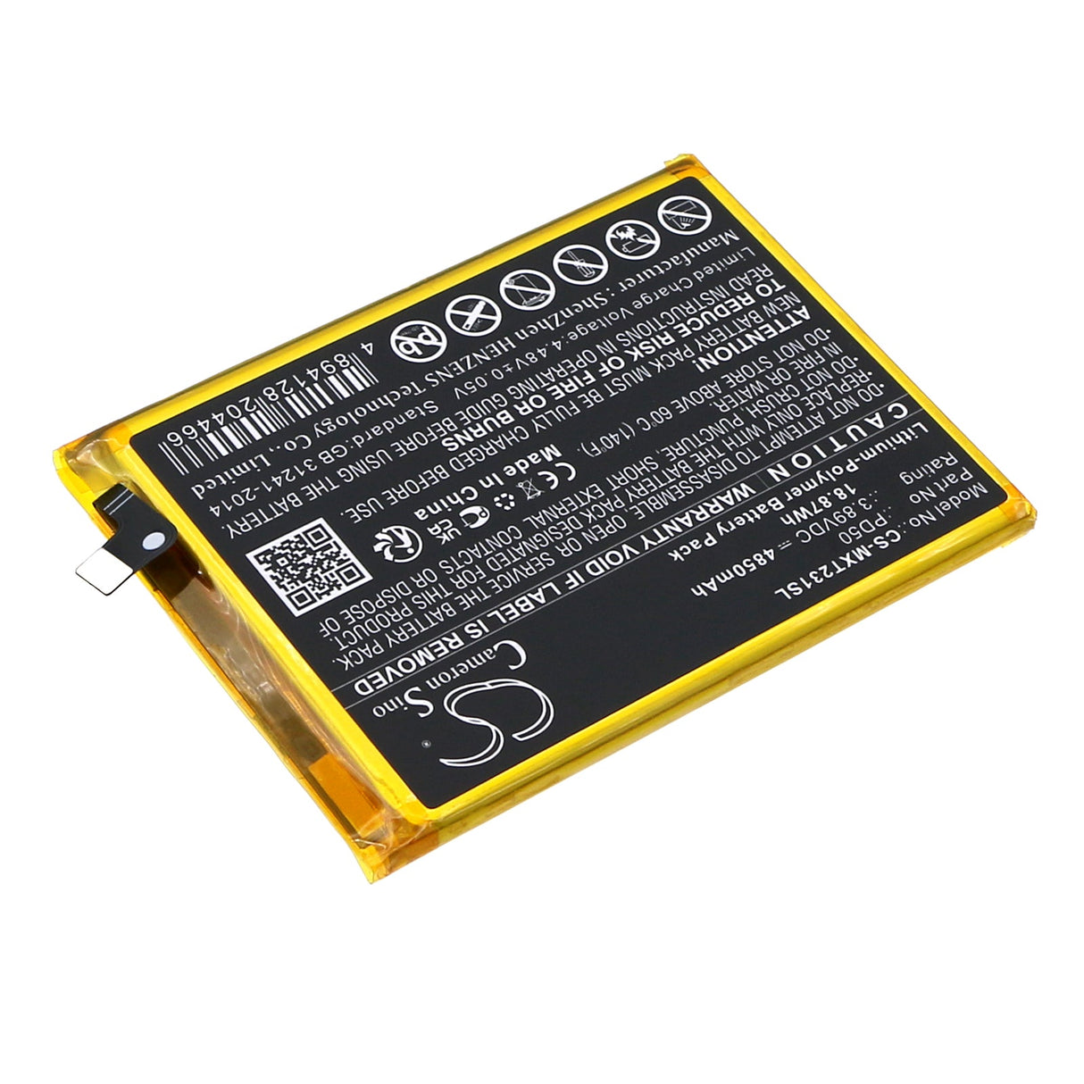 3.89V, Li-Polymer, 4850mAh, SmartPhone battery fits Motorola, Lw476486, Moto G Power 5g, Xt2311 (2023), 18.87Wh Mobile, SmartPhone Cameron Sino Technology Limited (Smartphone)