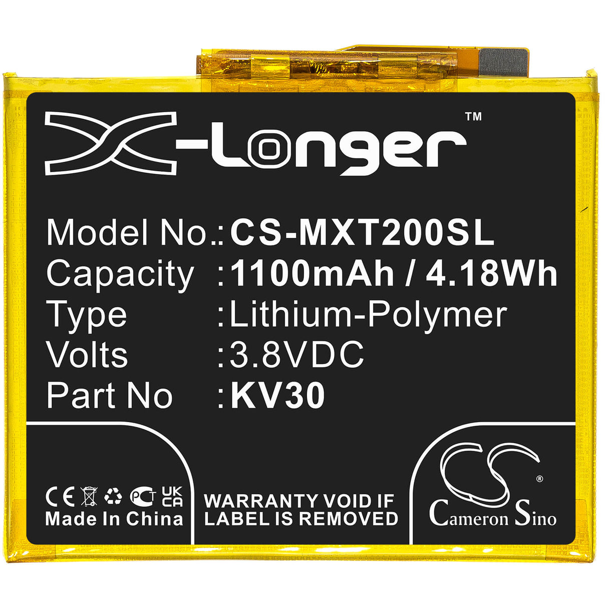 3,8V, Li-Polymère, 1100mAh, batterie de smartphone compatible avec Motorola, Kv30, Razr 2019, Voyager, 4,18Wh Mobile, Smartphone Cameron Sino Technology Limited (Smartphone)