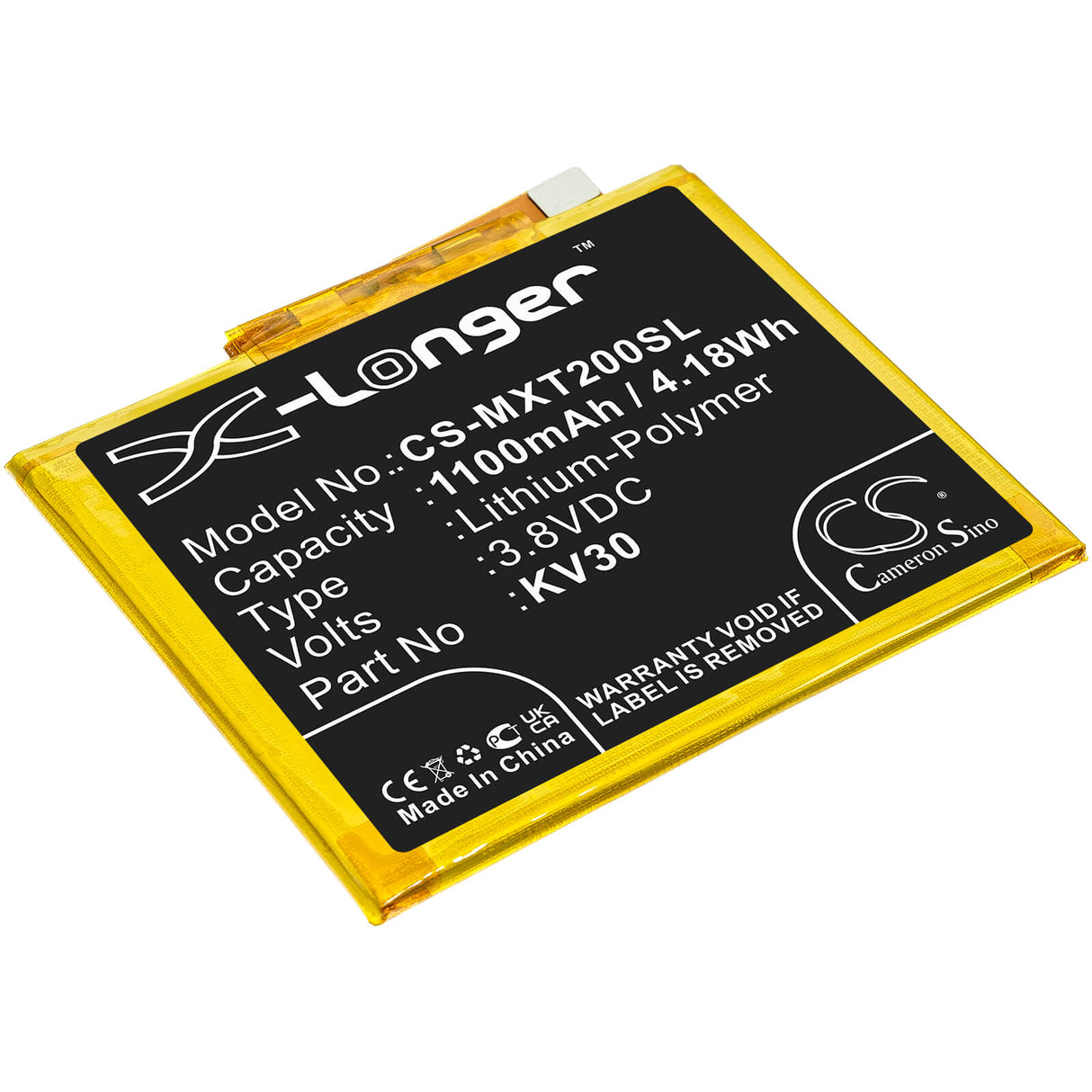 3,8V, Li-Polymère, 1100mAh, batterie de smartphone compatible avec Motorola, Kv30, Razr 2019, Voyager, 4,18Wh Mobile, Smartphone Cameron Sino Technology Limited (Smartphone)