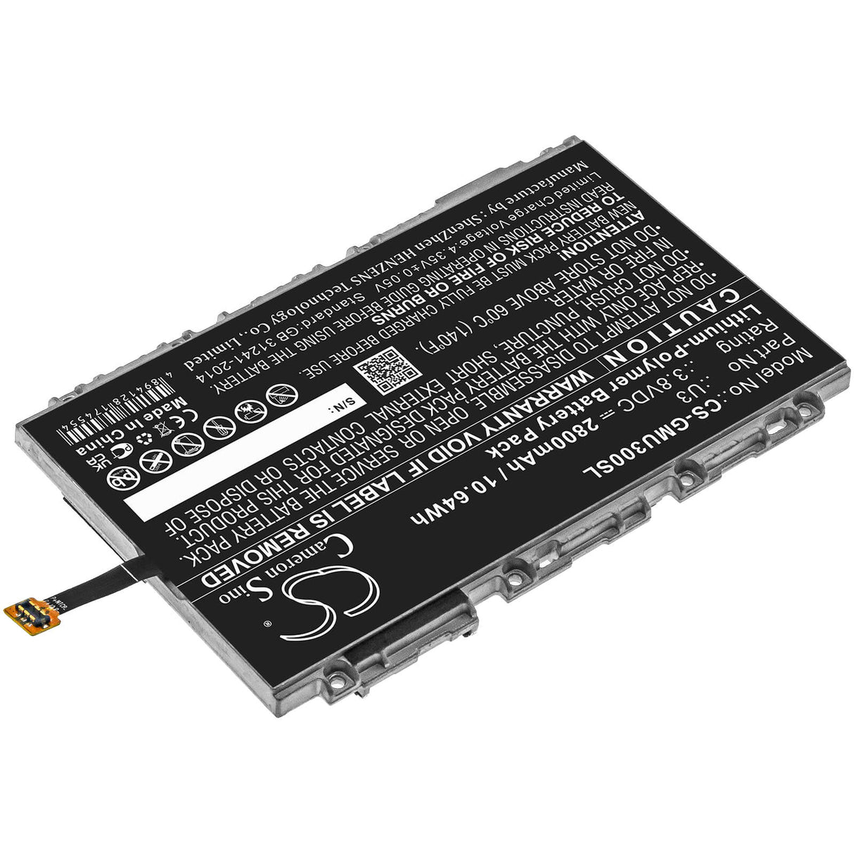 3.8V, Li-Polymer, 2800mAh, Batterie Hotspot compatible avec Glocalme, Glmu19a02w, U3, 10.64Wh Hotspot Cameron Sino Technology Limited